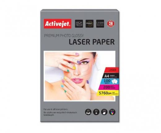 Papier fotograficzny błyszczący Activejet A4 100szt. 200g/m2 (do drukarek laserowych)